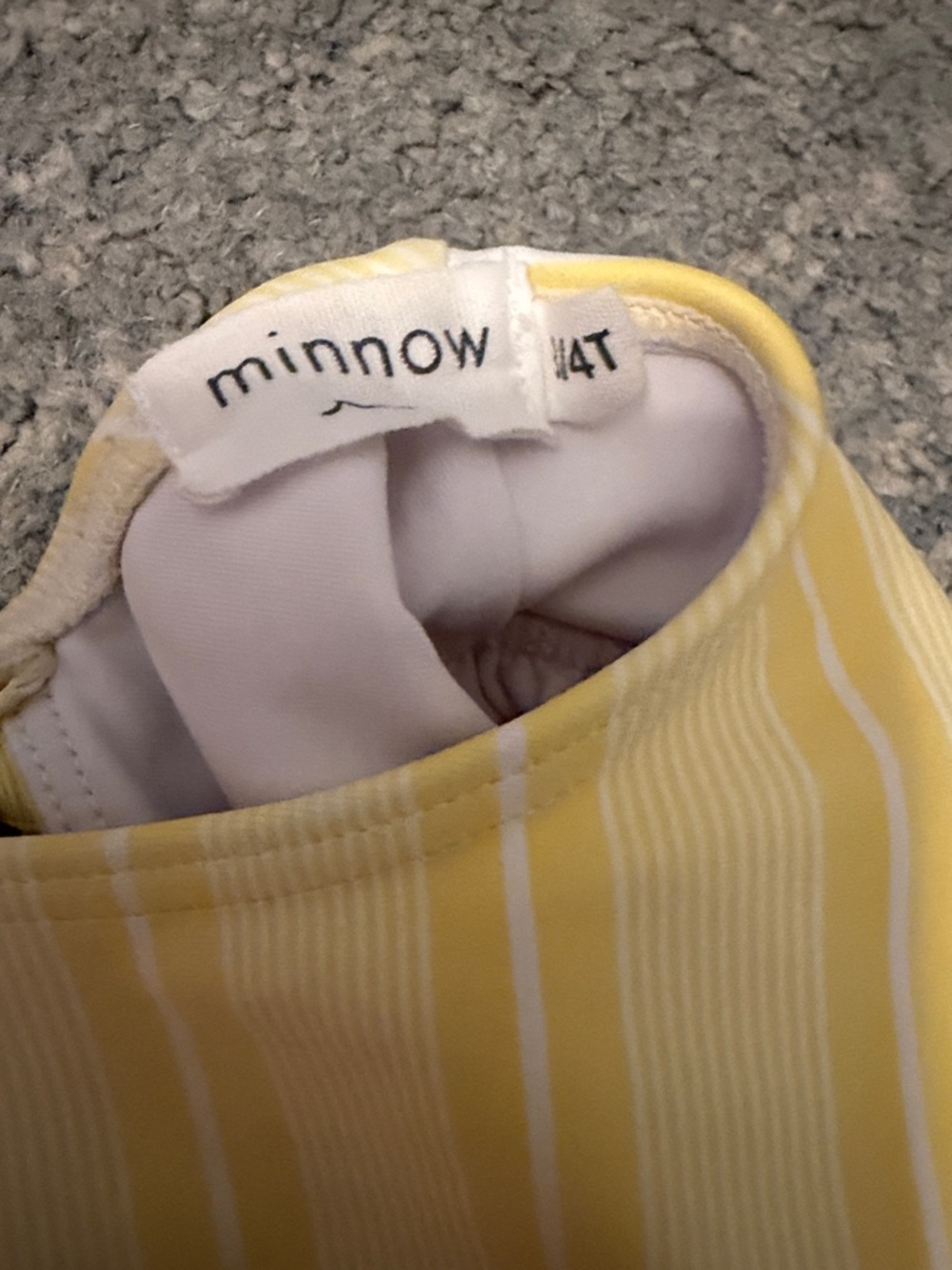 Minnow Yellow Stripe Ruffle Shoulder One-Piece Swimsuit - Picture 2 of 4